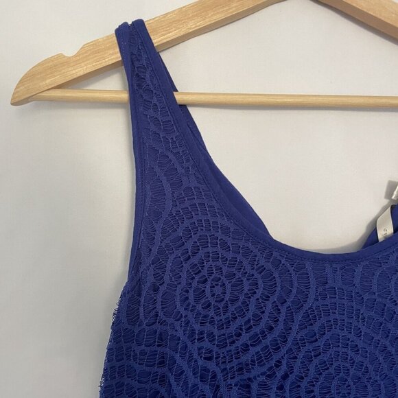 Lauren Conrad Womens Blue Lace Tank Top S lightweight summer top casual - Picture 2 of 6